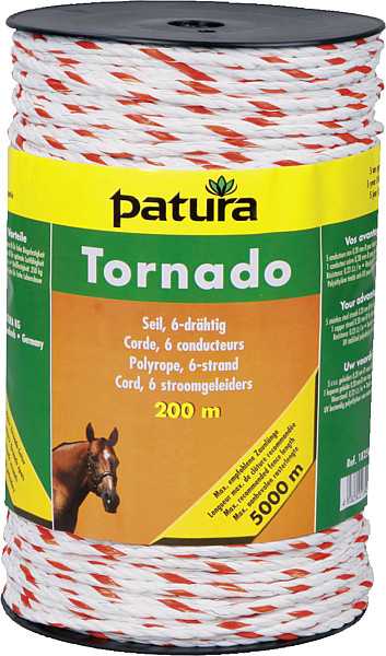 Corde TORNADO, blanc/orange, 1 cuivre d= 0,30, 5 inox d= 0,20, rlx de 500 m